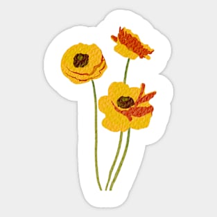 Yellow Ranunculus in Colorist style Sticker
